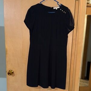 LOFT Blue Pinstripe Mini Dress with Button Detail